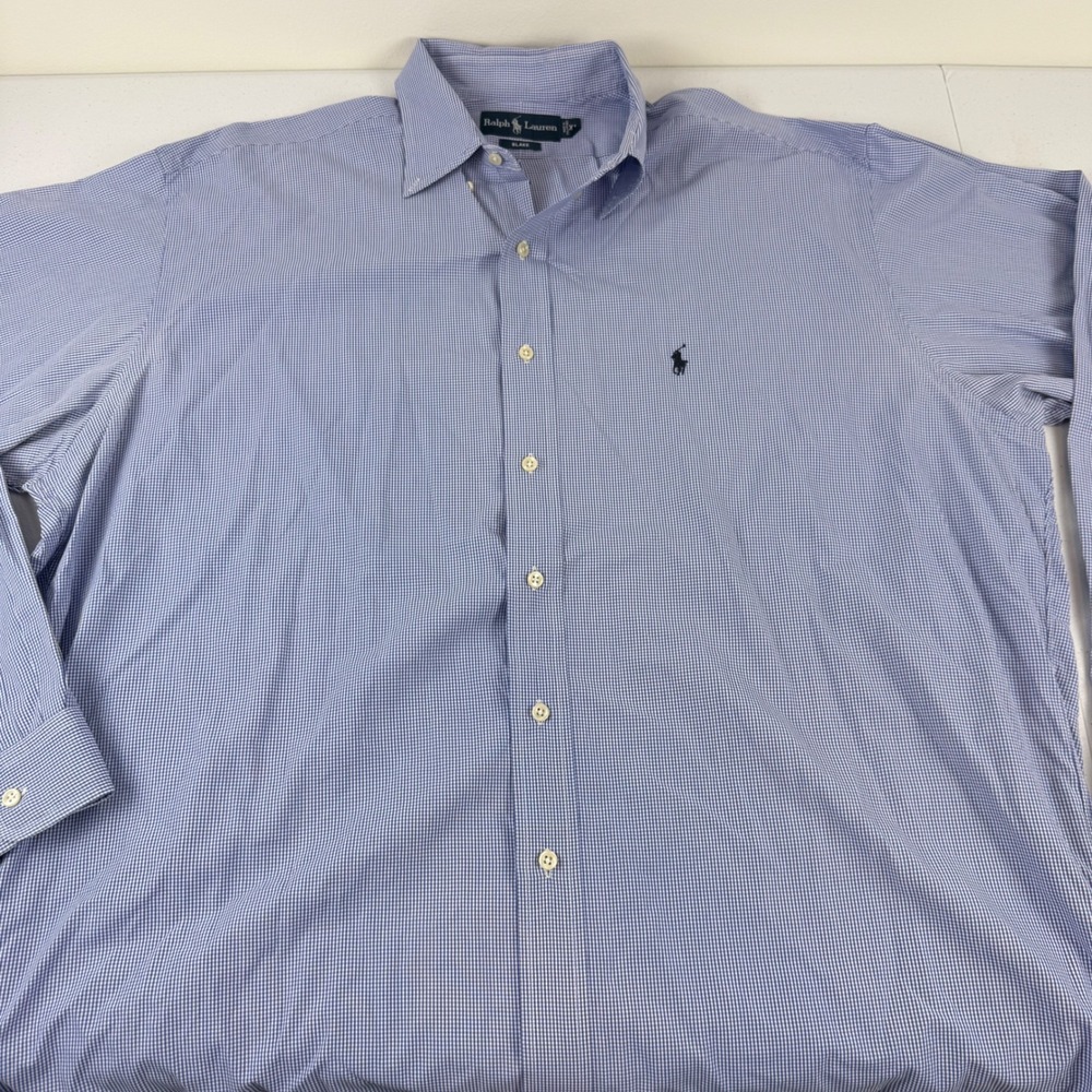 Ralph Lauren Blake Mens XL Blue White Gingham Button Down Shirt Long Sleeve